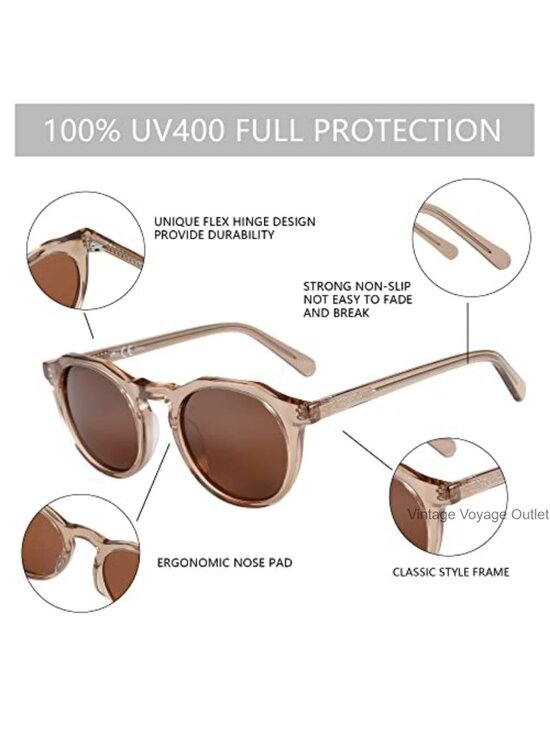 Vintage Round Polarized UV400 Sunglasses Acetate Unisex